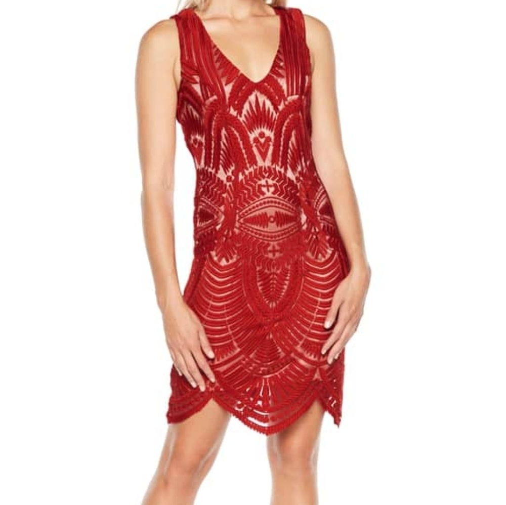 Bardot Embroidened Mesh Dress